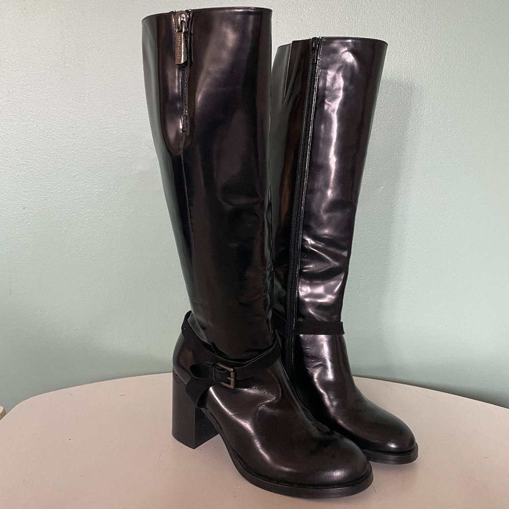 Sacha London Black Patent Block Heel Boot size 37